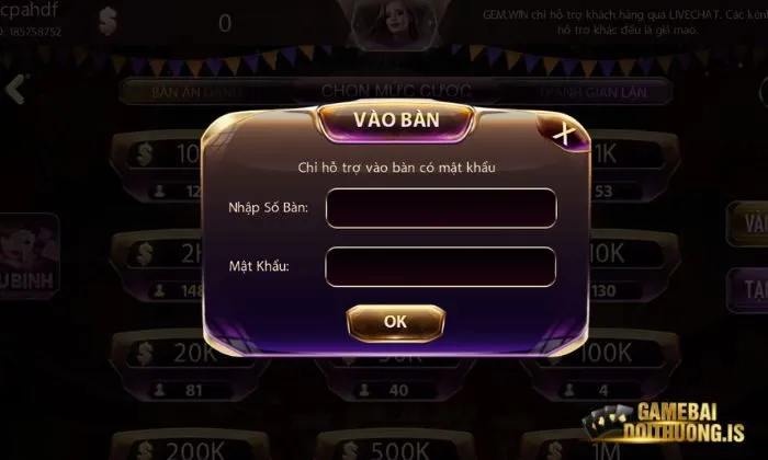 mậu binh Gemwin Mỗi ván đấu có từ 4 đến 6 người tham gia